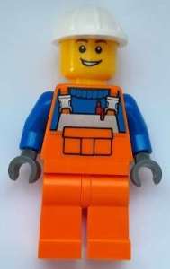 LEGO City Builder Orange Overalls with Hard Hat Minifigure Cty1509 - Image 1