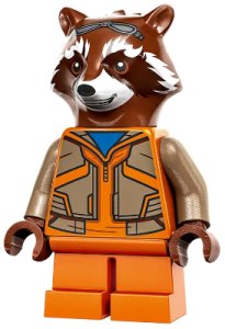 LEGO Marvel Superheroes Rocket Raccoon Orange and Dark Tan Minifigure from 76243 - Image 1