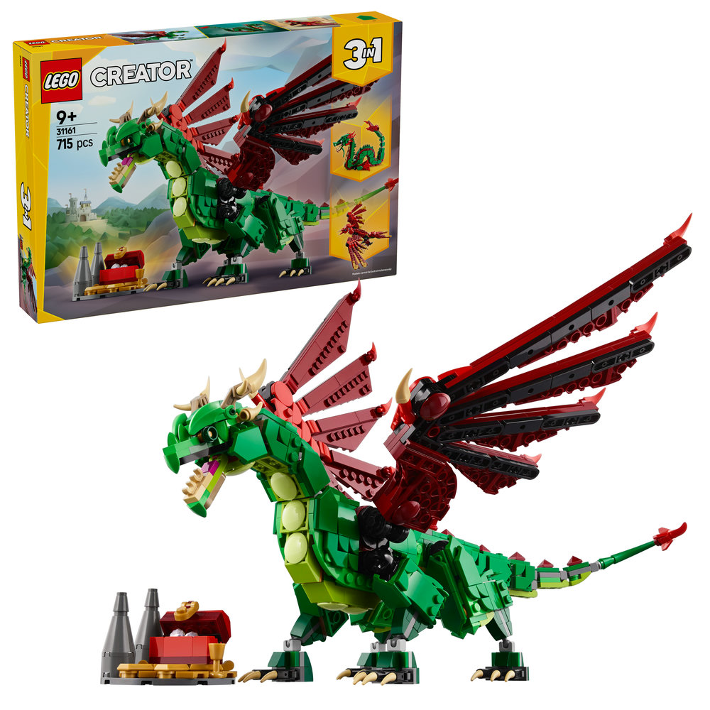 LEGO Creator 3in1 Medieval Dragon Creature Toy Playset 31161 - Image 1