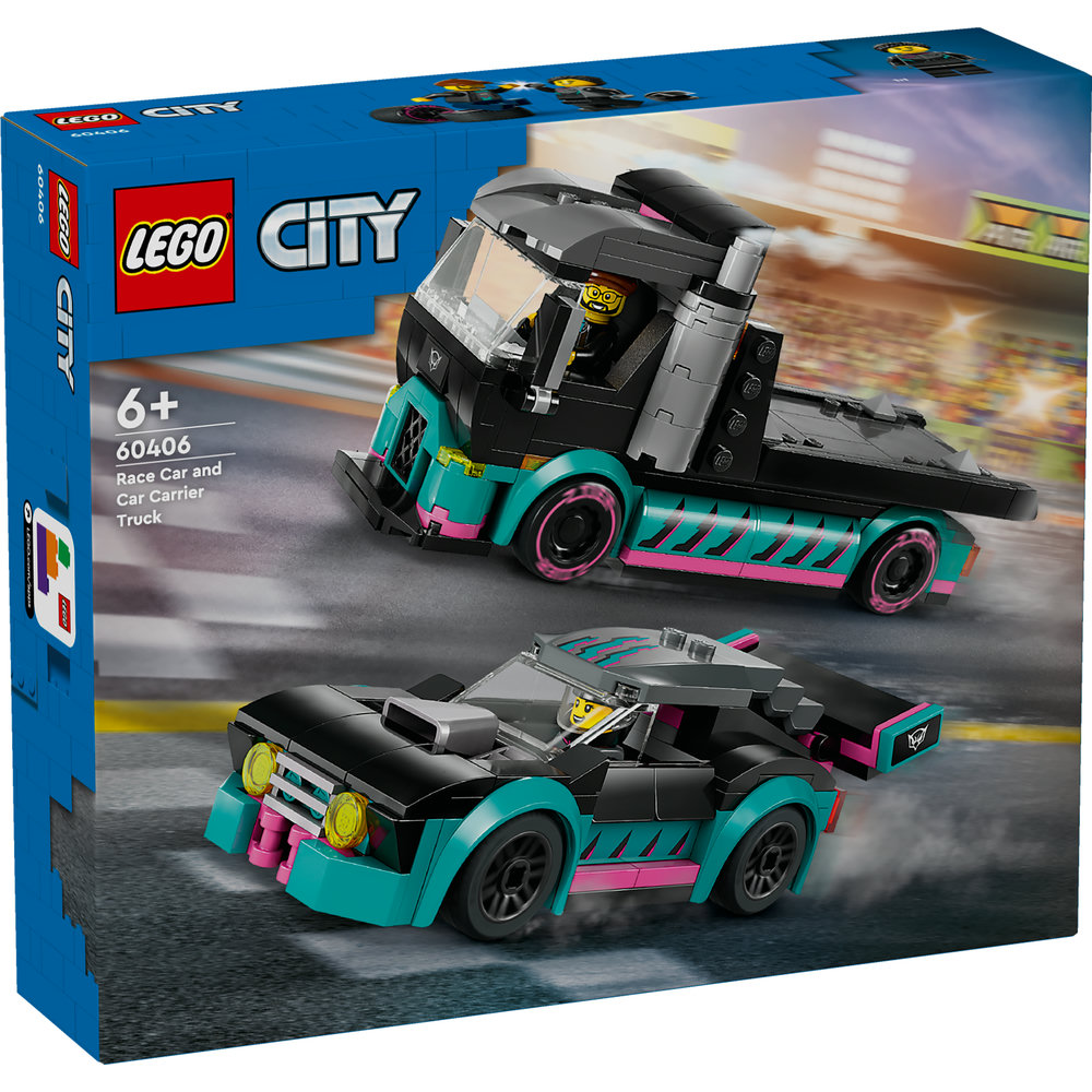LEGO City Race Car and Car Carrier Truck Building Toy 60406 - Image 8