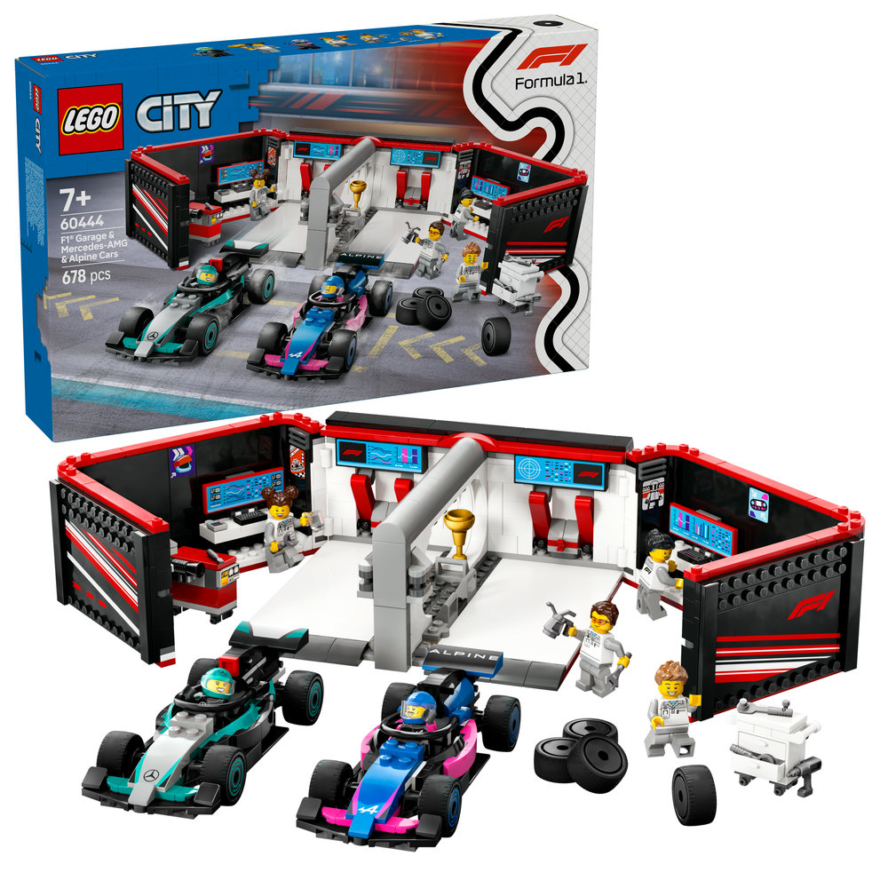 LEGO City F1 Garage & Mercedes-AMG & Alpine Cars Toy Playset 60444 - Image 1