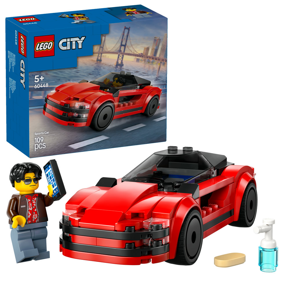 LEGO City Red Sports Car Supercar Toy Vehicle Set 60448 - Image 1
