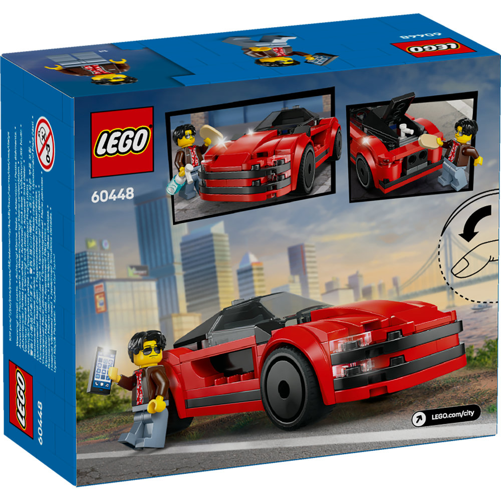 LEGO City Red Sports Car Supercar Toy Vehicle Set 60448 - Image 9