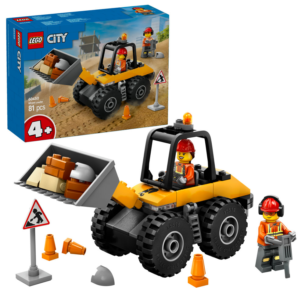 LEGO City Yellow Construction Wheel Loader Buildable Vehicle Set 60450 - Image 1
