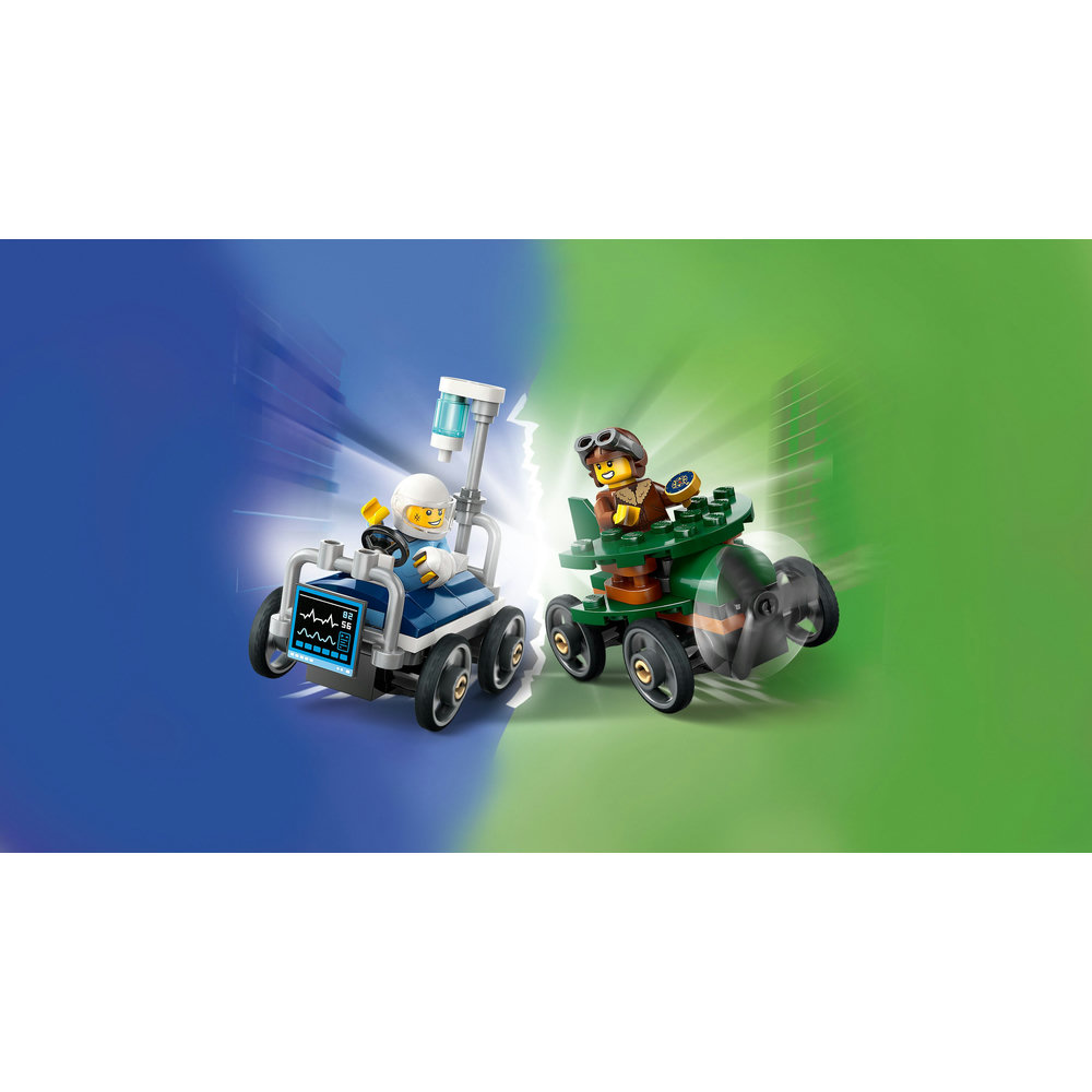 LEGO City Aeroplane vs. Hospital Bed Race Car Pack Soapbox Racing Toy 60459 - Image 4