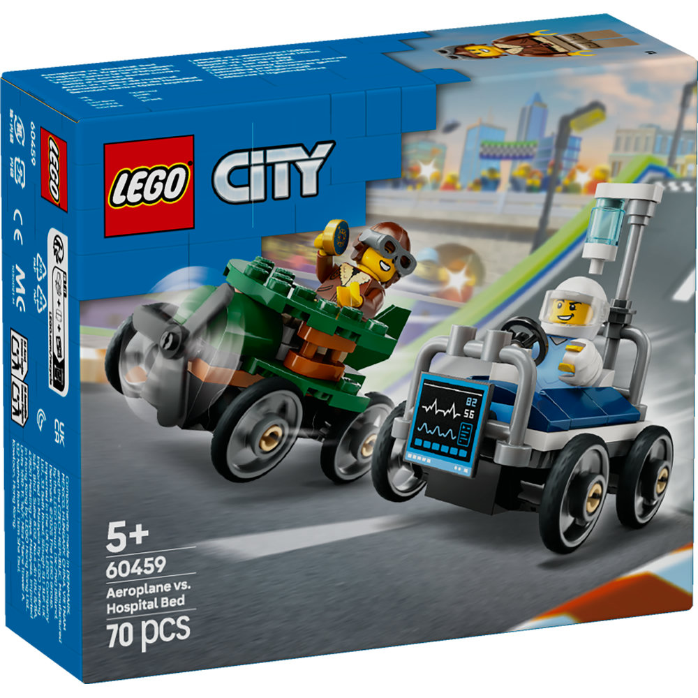 LEGO City Aeroplane vs. Hospital Bed Race Car Pack Soapbox Racing Toy 60459 - Image 8