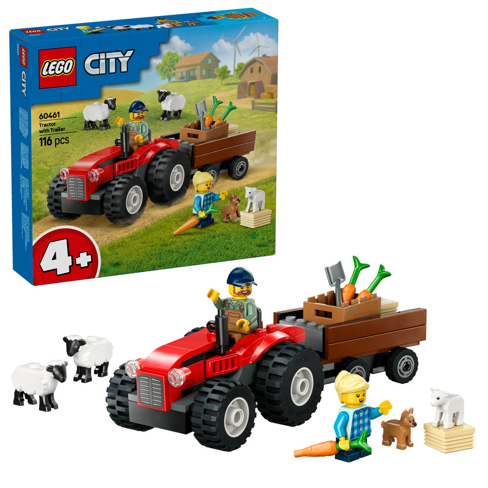 LEGO City Red Farm Tractor with Trailer & Sheep Toy, Playset for Kids 60461 - Image 1