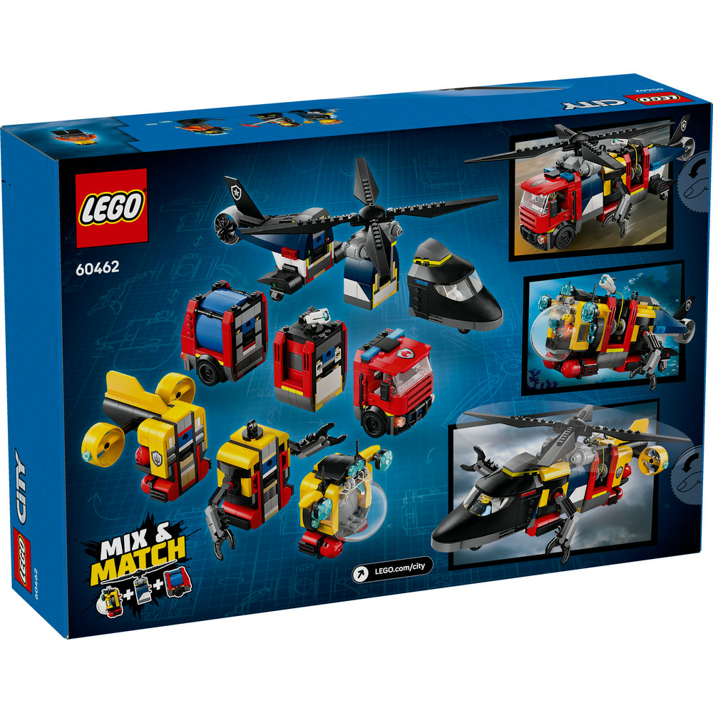 LEGO City Helicopter, Fire Engine & Submarine Remix Toy Building Set 60462 - Image 9