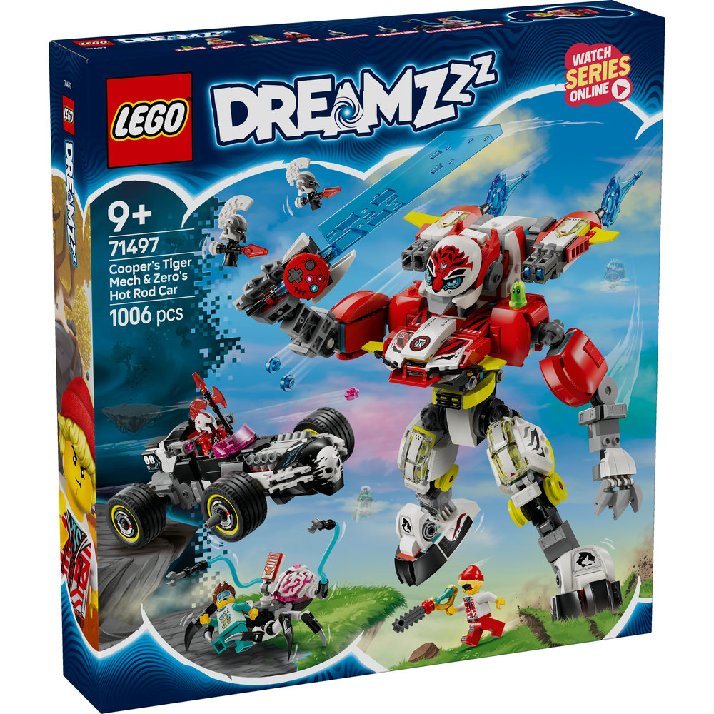 LEGO DREAMZzz Cooper’s Tiger Mech & Zero’s Hot Rod Car Toy 71497 - Image 8