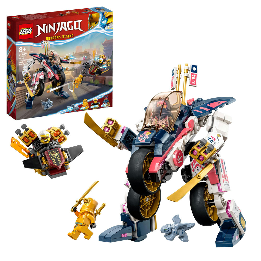 LEGO NINJAGO Sora’s Transforming Mech Bike Racer 71792 Building Toy Set (384 Pcs) (**Damaged Box**) - Image 1