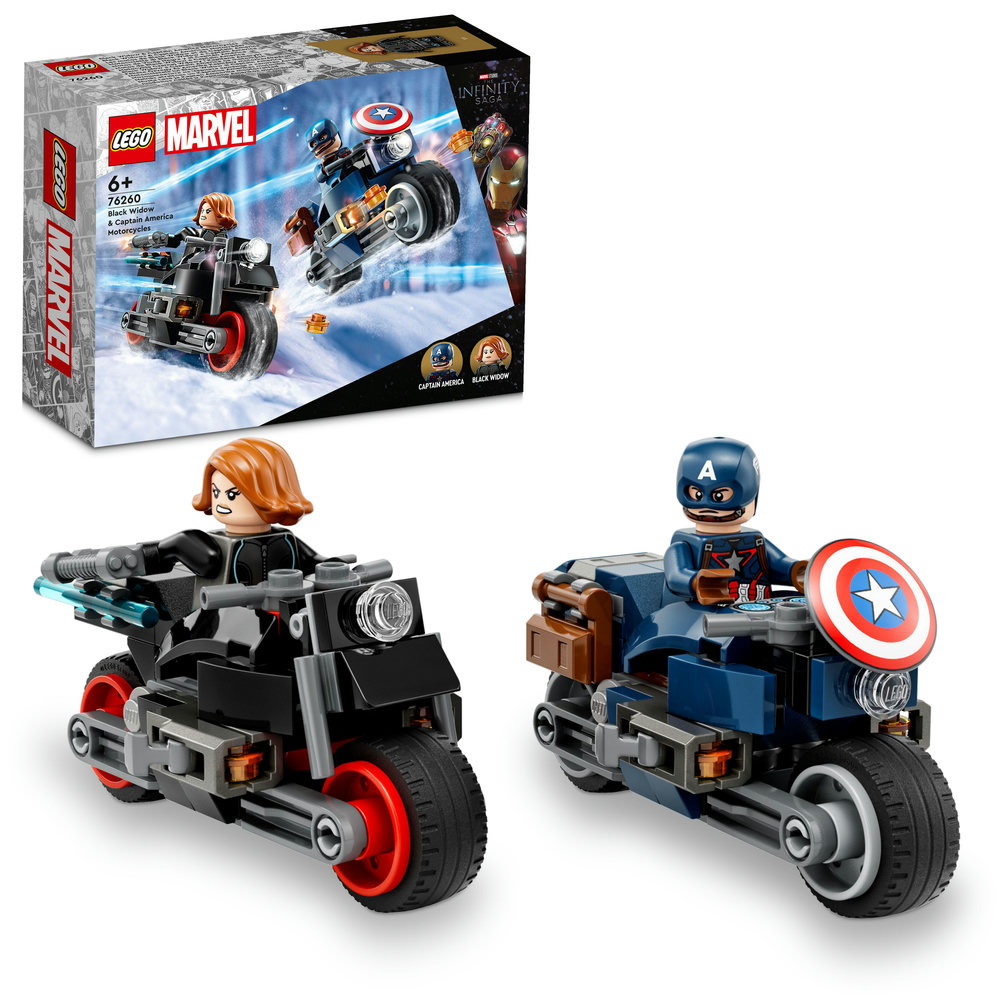 LEGO Marvel Black Widow & Captain America Motorcycles 76260 (130 Pieces) - Image 1