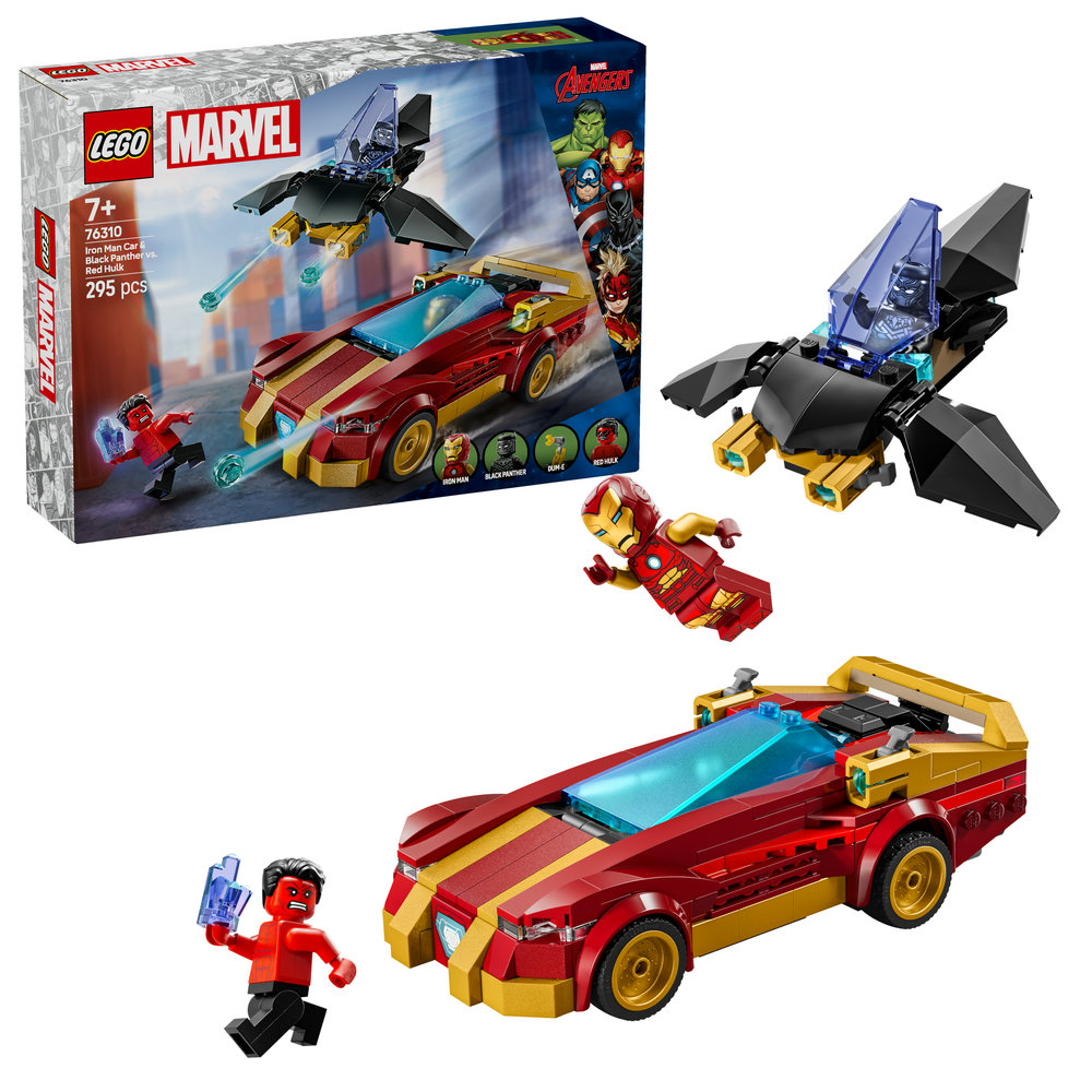 LEGO Marvel Iron Man Car & Black Panther vs. Red Hulk Buildable Playset 76310 - Image 1