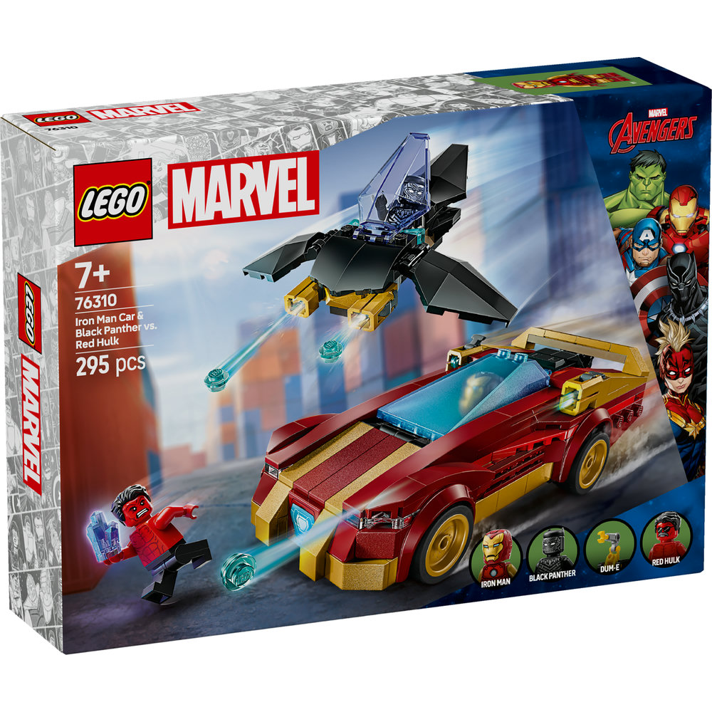 LEGO Marvel Iron Man Car & Black Panther vs. Red Hulk Buildable Playset 76310 - Image 8