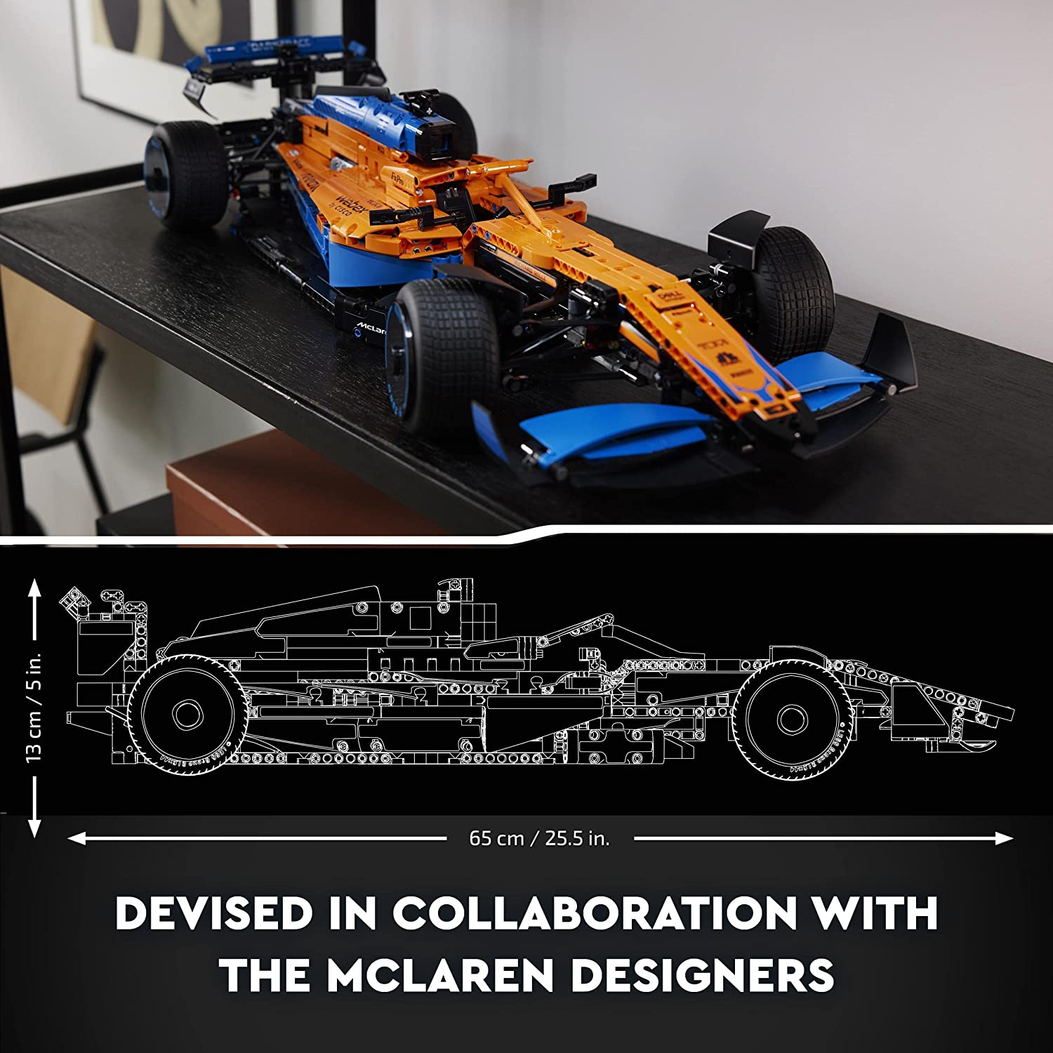 LEGO Technic McLaren Formula 1 2022 Race Car Set 42141 - Thick Blue Line Wheel Stickers - Image 3