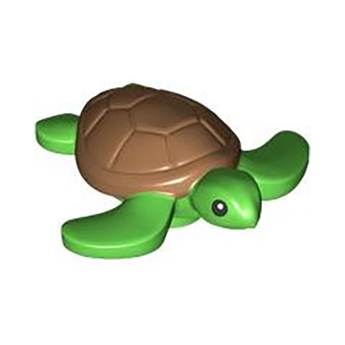 LEGO Animal City Bright Green Baby Sea Turtle with Black Eyes and Medium Nougat Shell Minifigure - Image 1