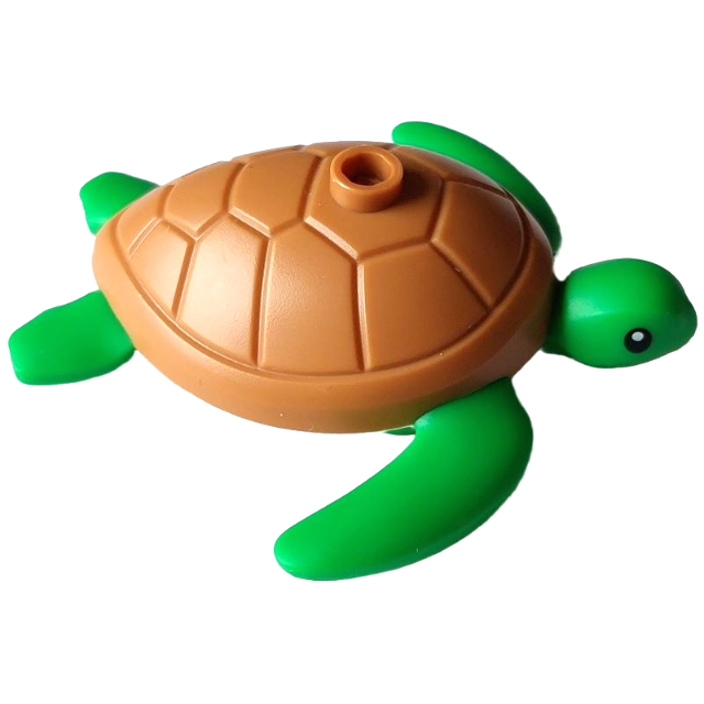 LEGO Animal City Bright Green Sea Turtle with Black Eyes and Medium Nougat Shell Minifigure - Image 1
