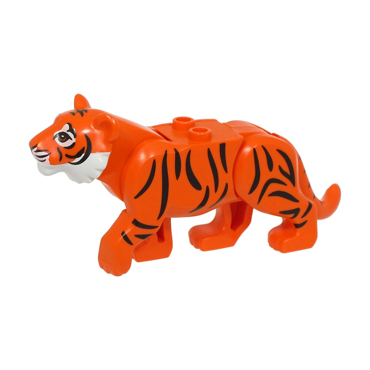 LEGO Animal City Reddish Orange Adult Tiger Minifigure - Image 1