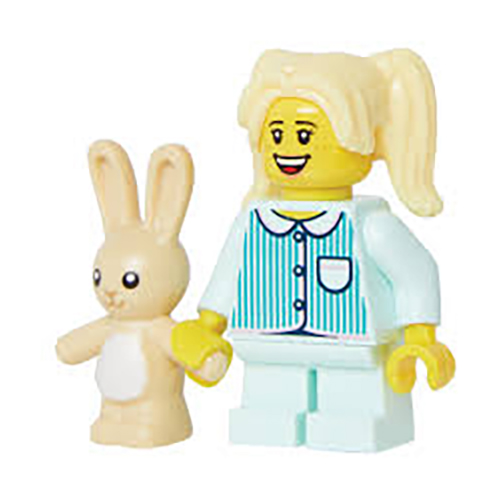 LEGO City Pyjama Girl with Rabbit Teddy Minifigure 2023 BAM - Image 1
