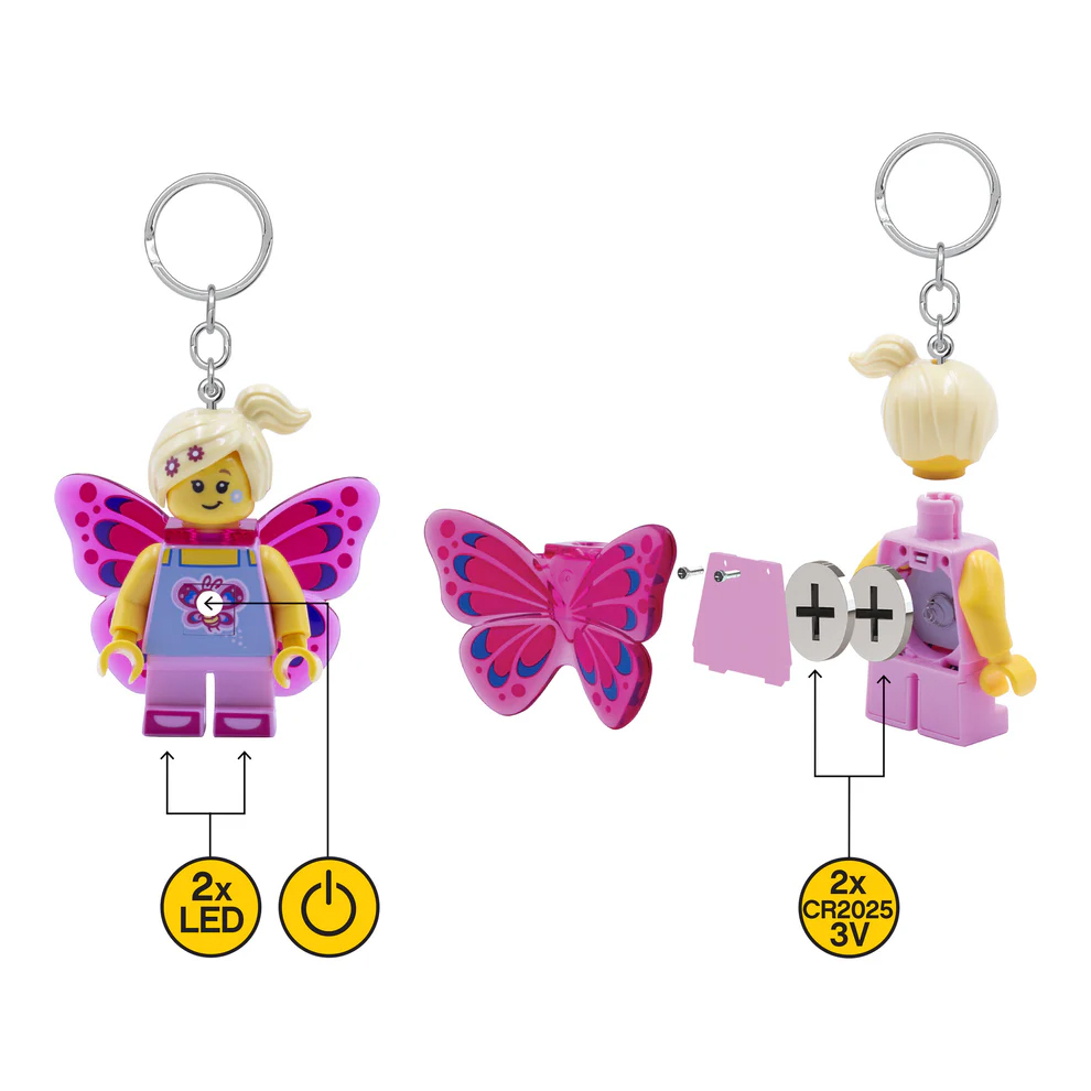 LEGO Iconic Butterfly Girl Minifigure Key Light (Keyring / Keychain) LED Lite - Image 3