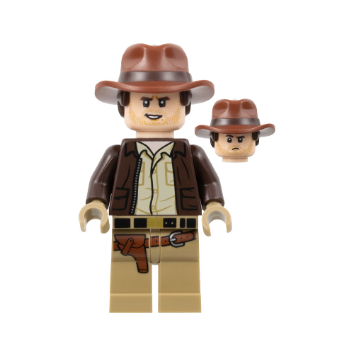 LEGO Indiana Jones Dark Brown Jacket, Reddish Brown Dual Molded Hat Minifigure from 77013 - Image 1