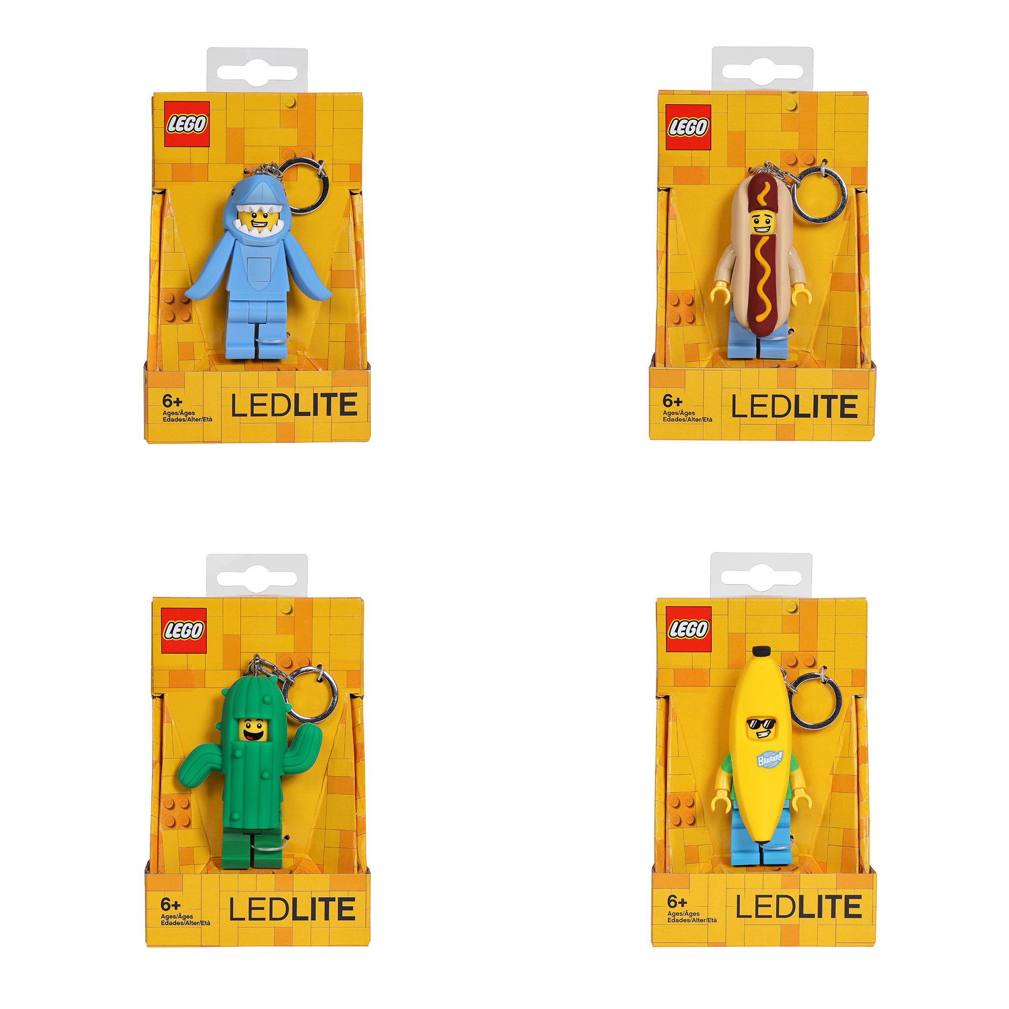 LEGO Minifigure Suit Characters 4 Pack of Classic LEGO Minifigures Key Light Keyrings - Image 3