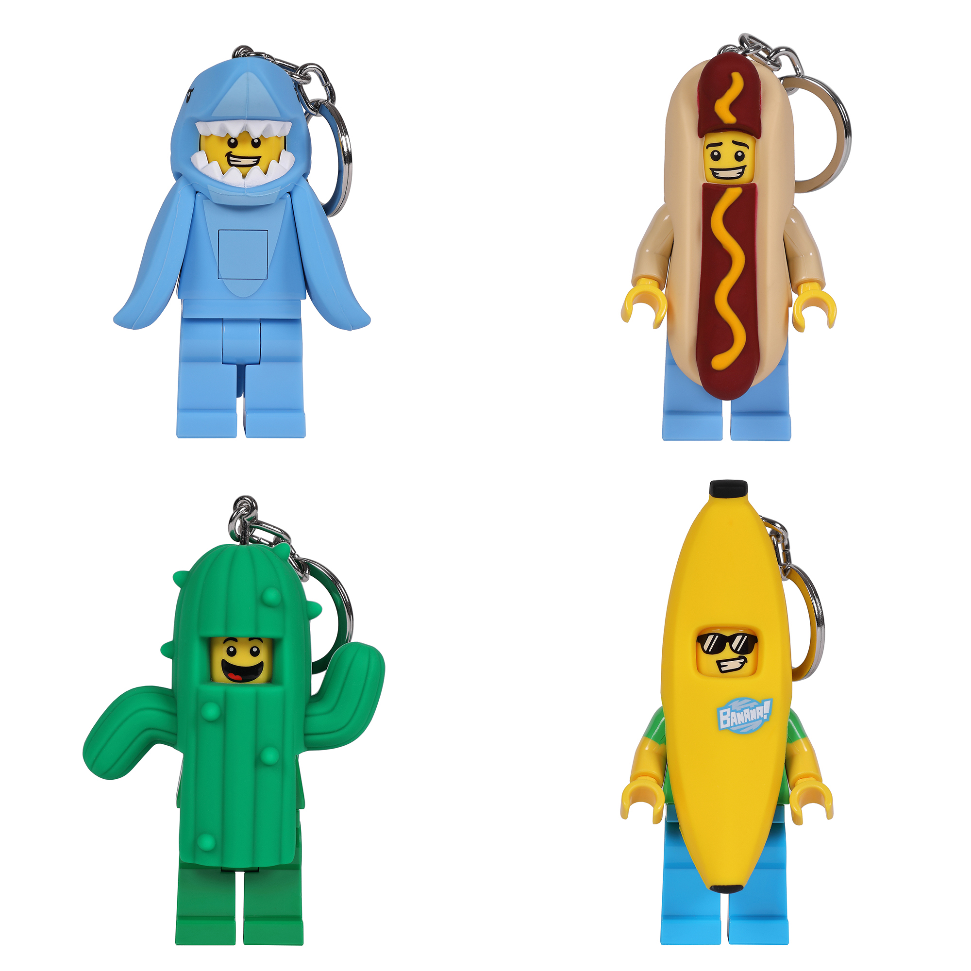 LEGO Minifigure Suit Characters 4 Pack of Classic LEGO Minifigures Key Light Keyrings - Image 2