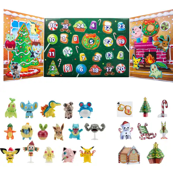 Pokemon Battle Figures Christmas Advent Calendar 2023 - 16x 5cm Characters + 8x Accessories - Image 2