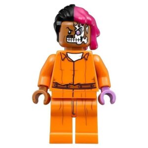 LEGO Batman Movie Two Face Minifigure In Arkham Asylum Prison Jumpsuit - Image 1