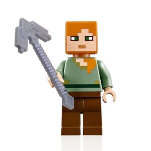 LEGO Minecraft Alex Minifigure with Iron Pickaxe from 21143 - Image 1