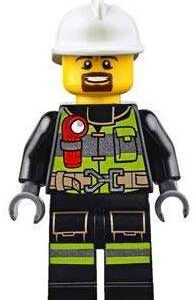 LEGO City Fire Fighter Brown Beard Minifigure - Image 1